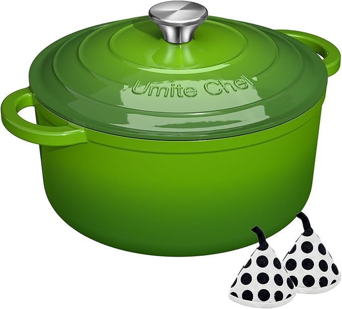 Umite Chef 5QT enameled cast iron Dutch oven pot for fall comfort food cooking