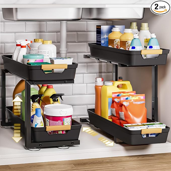 Homde 2-tier under sink pull-out organizer for kitchen cabinet