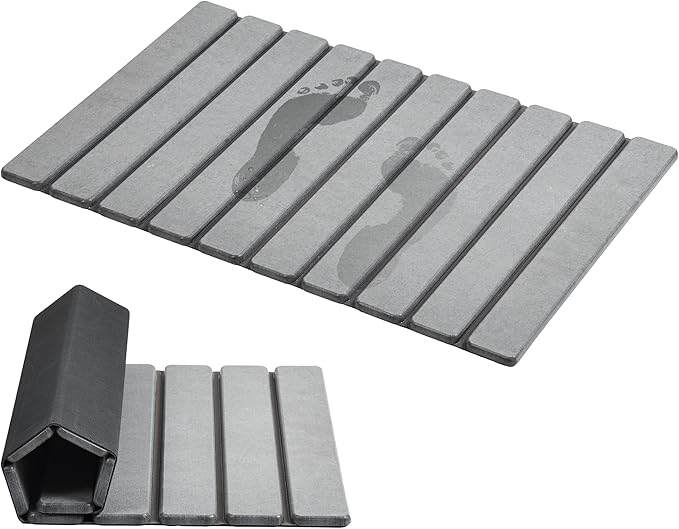 AWW Foldable Stone Bath Mat, Super Absorbent Diatomaceous Earth Mat