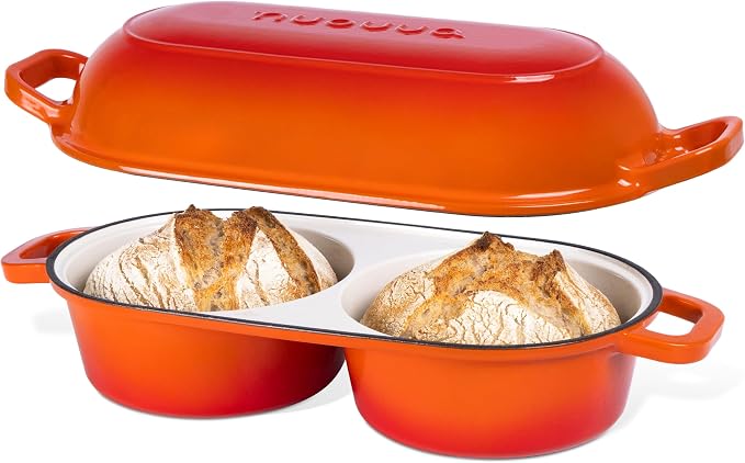 Enamelled cast iron Dutch oven bread loaf pot for fall sourdough baking