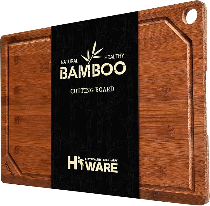 Hiware Wood Cutting Boards for Kitchen, Heavy Duty Bamboo Cutting Board