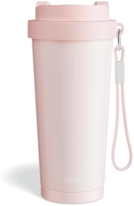 YOME 17oz Light Pink Ceramic Lined Insulated Travel Coffee Mug with Infuser for Women Gift | One-handed Pop Open Lid | Stainless Steel |Keep Drinks Cold and Hot| 100% Leak Proof by KEEPCOOLSTAYYOU