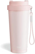YOME 17oz Light Pink Ceramic Lined Insulated Travel Coffee Mug with Infuser for Women Gift | One-handed Pop Open Lid | Stainless Steel |Keep Drinks Cold and Hot| 100% Leak Proof by KEEPCOOLSTAYYOU