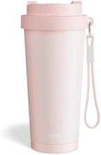 YOME 17oz Light Pink Ceramic Lined Insulated Travel Coffee Mug with Infuser for Women Gift | One-handed Pop Open Lid | Stainless Steel |Keep Drinks Cold and Hot| 100% Leak Proof by KEEPCOOLSTAYYOU