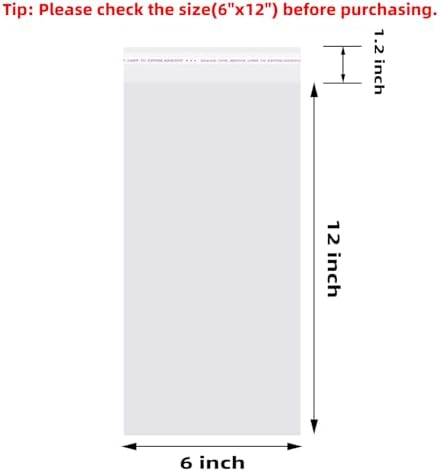 6x12 In Self Sealing Cellophane Bags, Clear Cellophane Bags 200PCS - Image 2