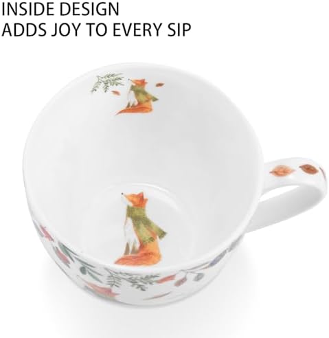 Autumn Forest Animal Mug - 20 oz Bone China Coffee Mug with Fox, Squirrel & Duck, Cozy Fall Gift for Nature Lovers and Friends, Designed in England by Harvest Green Studio - Image 6