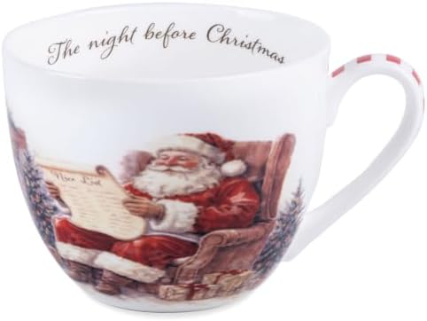 Christmas Santa Mug – 20oz Bone China Hug Mug with The Night Before Christmas Inside, Ideal Gift For Women & Men. Designed In England By Harvest Green Studio by MFoffice