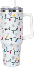 Christmas Tumbler 40 oz, Cute Holiday Drinking Cup, Stainless Steel Travel Mug with Handle and Straw Lid by Unknown