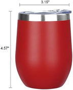MEZMUT 12 Oz Insulated Wine Tumbler with Lid Wine Glass Coffee Cup(Red,1) - Image 3