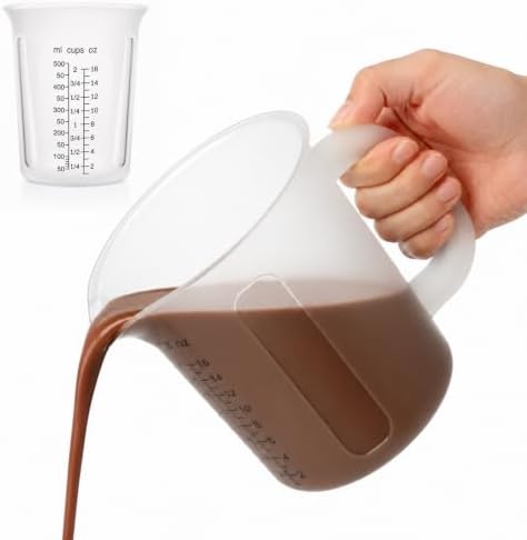 Palksky 2 Cup Measuring Cups with Spout, 16 oz Liquid Measuring Cups with Handle, Flexible Microwave Safe Measuring Cup for Baking, Cooking, Chocolate, Butter, Syrup by Palksky