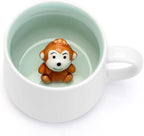 Cute Monkey Ceramic Coffee Mug Hidden 3D Animal In Cup Ideal Creative Holiday Gifts Christmas and Birthday Gifts for Animal Lovers Family Kids Friends Colleagues 12OZ (Brown) by Unknown