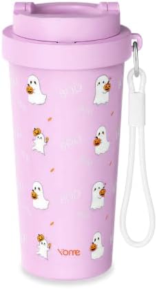 YOME 17oz Halloween Ceramic Lined Insulated Coffee Mug with Infuser for Women Gift | One-handed Pop Open Lid | Stainless Steel |Keep Drinks Cold and Hot| 100% Leak Proof by KEEPCOOLSTAYYOU
