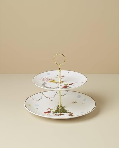 Lenox Merry Grinchmas Porcelain 2-Tier Christmas Serving Tray - Image 2