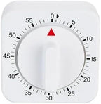 White Timer Clock Square 60-Minute Mechanical Kitchen Timer Wind up Visual by Galepromot