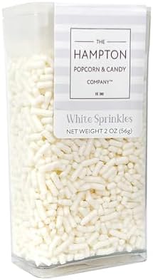 White Sprinkles Jimmies 2 oz, Sprinkles For Cake Decorating, Baking, Ice Cream & More, The Hampton Candy Company by TheHamptonPopcornCandyCompany