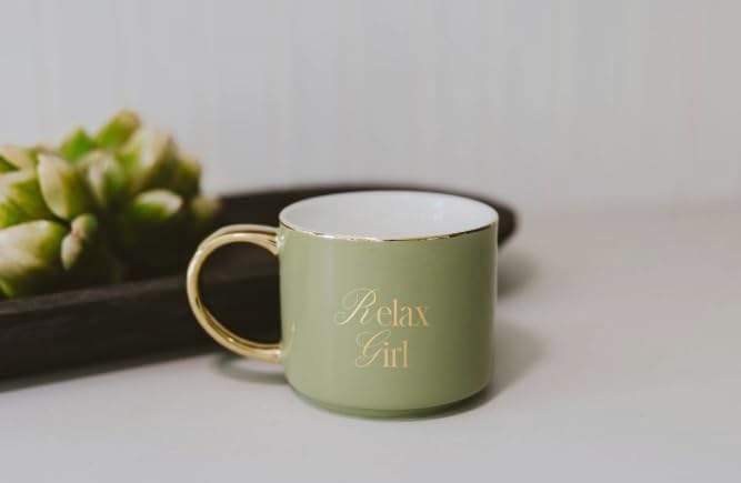 Sweet Water Decor Relax Girl Coffee Mug, 14oz Fine Bone China Cup - Image 6