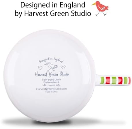 12 oz Christmas Car Coffee Mug, Festive New Bone China Mug with A Red Beetle in Snowy Winter Scene, Holiday Gift for Car Lovers, Kids & Family, Designed in England by Harvest Green Studio - Image 6