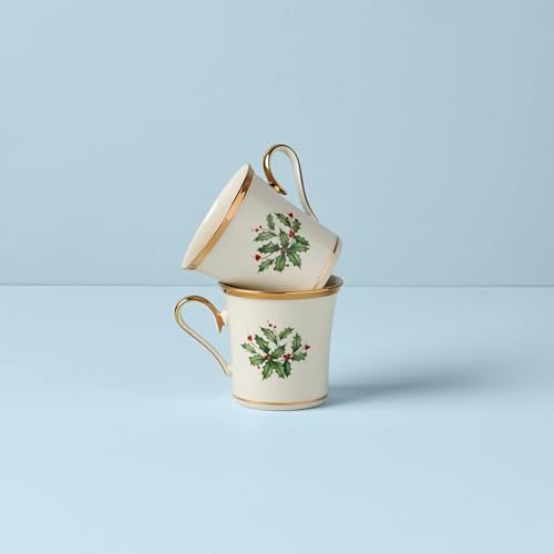 Lenox Hosting the Holidays Holly Porcelain Christmas Mug Set for 2, 14oz - Image 3