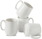 HASENSE Coffee Mugs, 15oz Clay-Infused White Ceramic Coffee Cups Set of 4 by Hasense