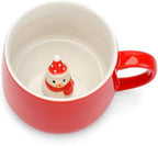 Cute Christmas Snowman Ceramic Coffee Mug Hidden 3D Animal In Cup Ideal Creative Holiday Christmas and Birthday Gifts for Animal Lovers Family Kids Friends Colleagues 12OZ (Red and White) by Unknown
