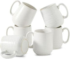 HASENSE Coffee Mugs Set of 6, 15 oz Ceramic Coffee Cups, Clay-Infused White by Hasense
