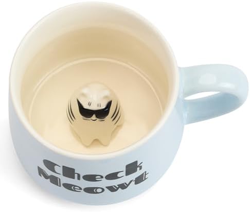 Cute Cat Ceramic Coffee Mug Hidden 3D Animal In Cup Ideal Creative Holiday Gifts Christmas and Birthday Gifts for Animal Lovers Family Kids Friends Colleagues 12OZ (White and Black) by Unknown