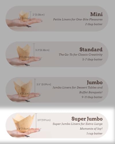 Bake Choice 100pcs Natural Super Jumbo Tulip Cupcake Liners for Baking - Image 4