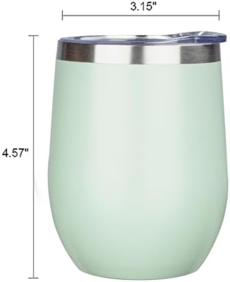 MEZMUT 12 Oz Insulated Wine Tumbler with Lid Wine Glass Cup(Light Green,1) - Image 3