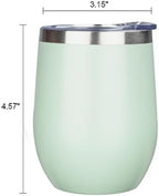 MEZMUT 12 Oz Insulated Wine Tumbler with Lid Wine Glass Cup(Light Green,1) - Image 3