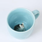 Cute Wolf Ceramic Coffee Mug Hidden 3D Animal In Cup Ideal Creative Holiday Christmas and Birthday Gifts for Animal Lovers Family Kids Friends Colleagues 12OZ (Dark Gray) by Unknown