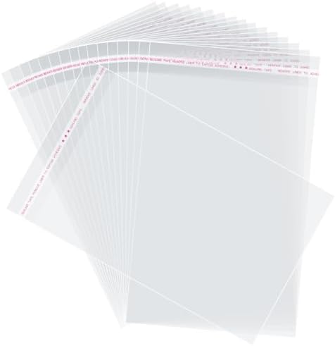 8x12 In Self Sealing Cellophane Bags, 200Pcs Clear Cellophane Bags by Morepack