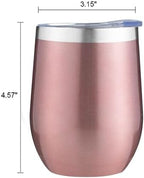 MEZMUT 12 Oz Insulated Wine Tumbler with Lid Wine Glass Cup(Rose Gold,1) - Image 6