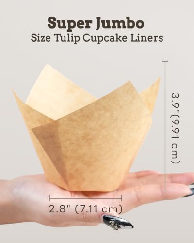 Bake Choice 100pcs Natural Super Jumbo Tulip Cupcake Liners for Baking - Image 3