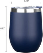 MEZMUT 12oz Insulated Wine Tumbler Glass Bulk with Lid (Navy,4 Pack) - Image 3