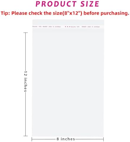 8x12 In Self Sealing Cellophane Bags, 200Pcs Clear Cellophane Bags - Image 2