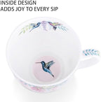 Spring Hummingbird Hug Mug - 20oz Pink Bone China Coffee Tea Mug with Floral Vine & Fluttering Hummingbirds, Thoughtful Gifts for Mom Women Mothers Day, Designed in England by Harvest Green Studio - Image 5