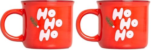 Pearhead Ho Ho Ho Christmas Camper Mug, Holiday Coffee Cup, Christmas Home Décor, Holiday Gifts, Seasonal Coffee Mug, Stocking Stuffer Gift Ideas, Microwave And Dishwasher Safe (Pack of 2) by Pearhead