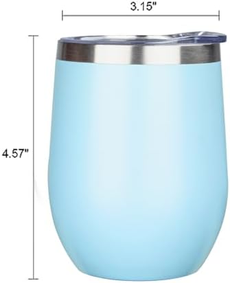 MEZMUT 12 Oz Insulated Wine Tumbler with Lid Wine Glass Cup(Light Blue,1) - Image 3