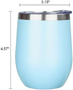 MEZMUT 12 Oz Insulated Wine Tumbler with Lid Wine Glass Cup(Light Blue,1) - Image 3