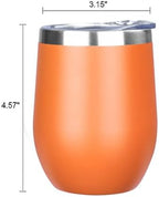 MEZMUT 12 Oz Insulated Wine Tumbler with Lid Wine Glass Cup(Orange,1) - Image 3