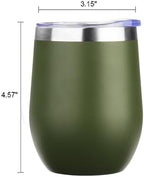 MEZMUT 12 Oz Insulated Wine Tumbler with Lid Wine Glass Cup(Navy Green,1) - Image 3