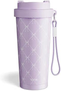 YOME 17oz Elegant Purple Bow Ceramic Lined Insulated Coffee Mug with Infuser for Women Gift | One-handed Pop Open Lid | Stainless Steel |Keep Drinks Cold and Hot| 100% Leak Proof by KEEPCOOLSTAYYOU