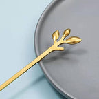 Long Handle Ice Tea Spoons Set Ice Cream Leaf Spoon Stainless Steel Cocktail - Image 5