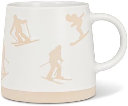 Abbott Collection Wide Base Mug with Skiers by AbbottCollection