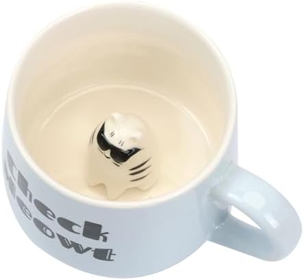 Cute Cat Ceramic Coffee Mug Hidden 3D Animal In Cup Ideal Creative Holiday Gifts Christmas and Birthday Gifts for Animal Lovers Family Kids Friends Colleagues 12OZ (White and Black) - Image 2