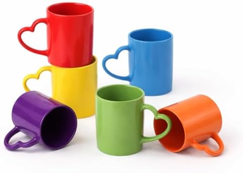 Colorful Ceramic Coffee Mugs Set of 6, 10 Oz Rainbow Cups by Pickmesh