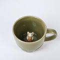 Cute Squirrel Ceramic Coffee Mug Hidden 3D Animal In Cup Ideal Creative Holiday Christmas and Birthday Gifts for Animal Lovers Family Kids Friends Colleagues 12OZ (Green and Yellow) by Unknown