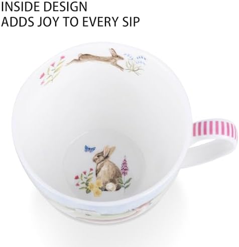 20 oz Deer & Wildflower Coffee Mug, Premium Bone China Cottage Garden Coffee Cup with Rabbit & Butterfly, Thoughtful Gifts for Mom Women Mothers Day, Designed in England by Harvest Green Studio - Image 5