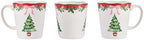 Bico Ribbon Christmas Scalloped Ceramic Mug Set of 4, Christmas Coffee Mugs, 15oz Holiday Cups for Tea, Cocoa, or Hot Drinks, Microwave & Dishwasher Safe - Image 3