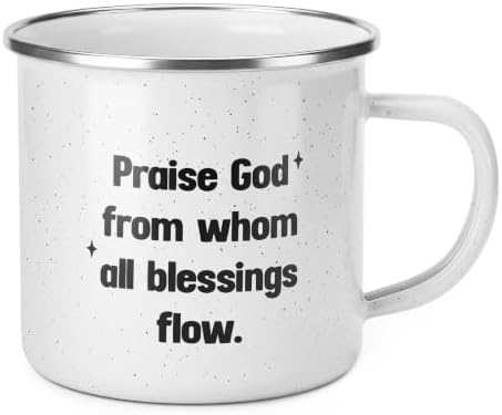 Willinglong Praise God Campfire Mug 12 oz Doxology Enamel Coffee Mug Holiday Camping Coffee Cups Daily Appreciation Gift for Employee Staff Coworker Volunteer by Willinglong